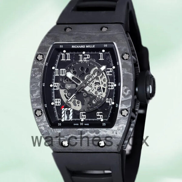 Richard Mille RM 010 50*42mm Men RM 010-007 Black Transparent Dial Replica Watches