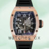Richard Mille RM010 Around 50*40mm Men RM010 Rose Gold-tone Rubber Band Replica Watches
