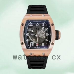 Richard Mille RM010 Around 50*40mm Men RM010 Rose Gold-tone Rubber Band Replica Watches