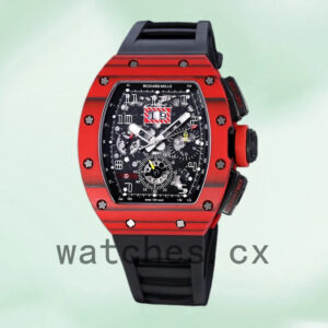 Richard Mille RM 011 Men 50*40mm RM 011-033 Red Rubber Band Replica Watches