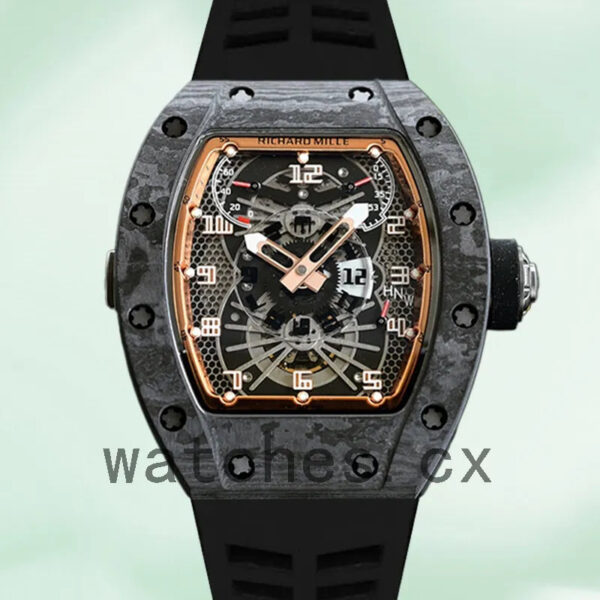 Richard Mille RM022 RM022 Men Around 50*40mm Rubber Band Black Replica Watches