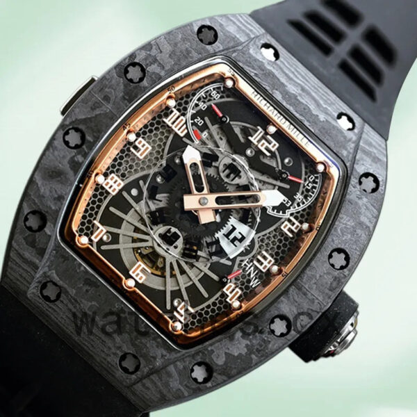 Richard Mille RM022 RM022 Men Around 50*40mm Rubber Band Black Replica Watches