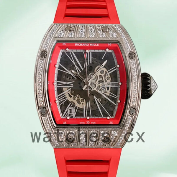 Richard Mille RM023 RM023 Around 50*40mm Men Rubber Band Transparent Dial Replica Watches