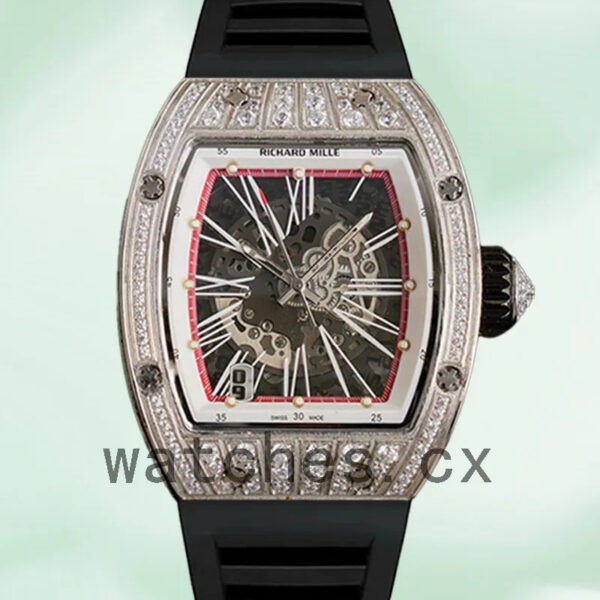 Richard Mille RM023 Men Around 50*40mm RM023 Diamond Rubber Band Replica Watches