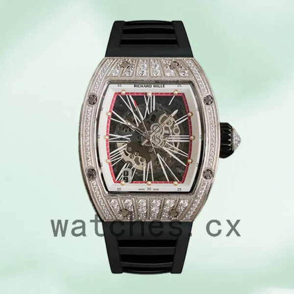 Richard Mille RM023 Men Around 50*40mm RM023 Diamond Rubber Band Replica Watches