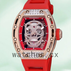 Richard Mille RM 052 RM 052-012 50*42mm Men Diamonds Skull Dial Rubber Band Replica Watches