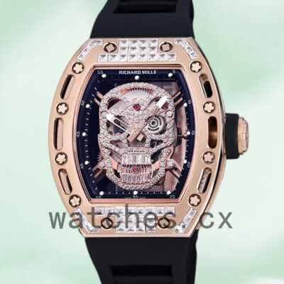 Richard Mille RM 052 Men RM 052-014 50*42mm Diamonds Skull Dial Automatic Replica Watches