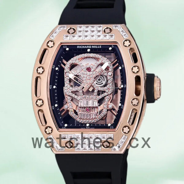 Richard Mille RM 052 Men RM 052-014 50*42mm Diamonds Skull Dial Automatic Replica Watches
