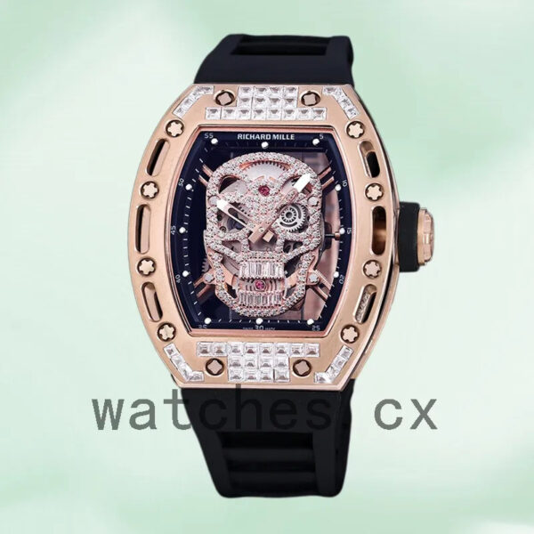 Richard Mille RM 052 Men RM 052-014 50*42mm Diamonds Skull Dial Automatic Replica Watches