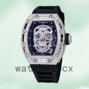 Richard Mille RM 052 RM 052-016 Men 50*42mm Silver Rubber Band Replica Watches