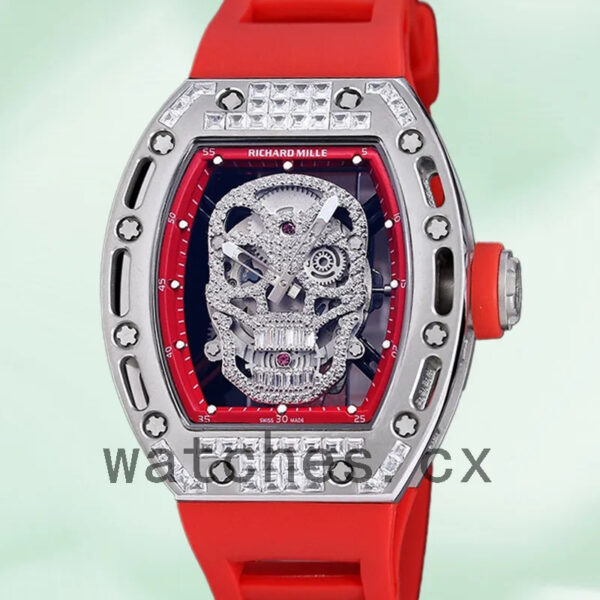 Richard Mille RM 052 50*42mm Men RM 052-017 Diamonds Skull Dial Replica Watches