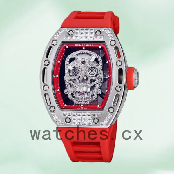 Richard Mille RM 052 50*42mm Men RM 052-017 Diamonds Skull Dial Replica Watches