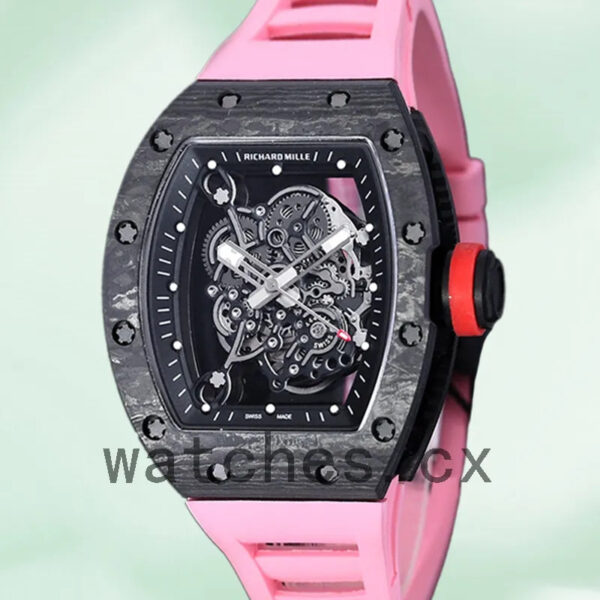 Richard Mille RM 055 RM 055-022 Men 50*42mm Transparent Dial Black Replica Watches
