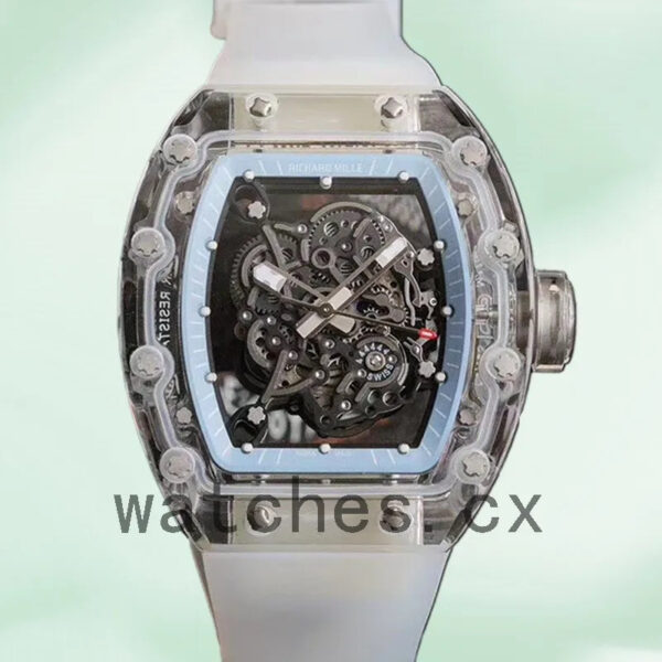 Richard Mille RM055 Around 50*40mm Men RM055 Rubber Band Transparent Dial Replica Watches