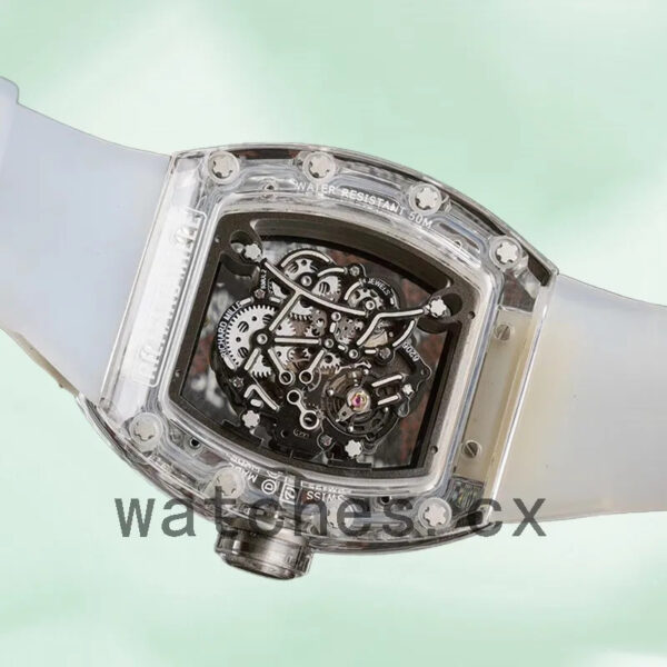 Richard Mille RM055 Around 50*40mm Men RM055 Rubber Band Transparent Dial Replica Watches