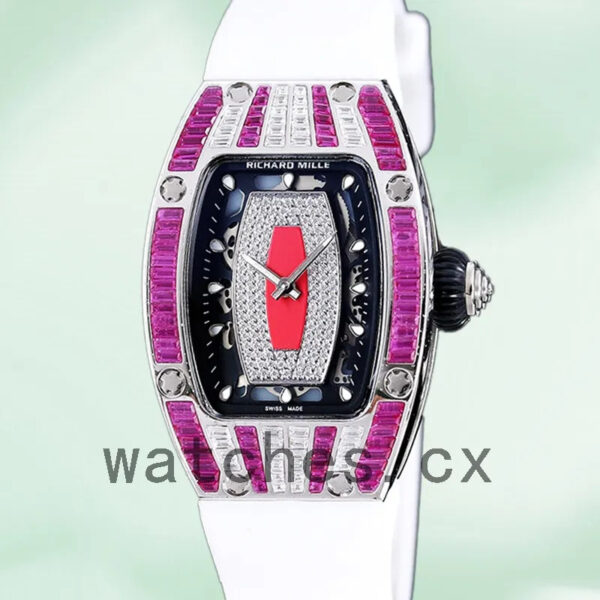 Richard Mille RM 07-01 31*45mm RM 07-01-013 Ladies Silver Red With Diamonds Dial Replica Watches