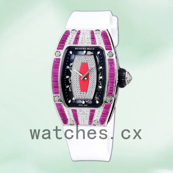 Richard Mille RM 07-01 31*45mm RM 07-01-013 Ladies Silver Red With Diamonds Dial Replica Watches