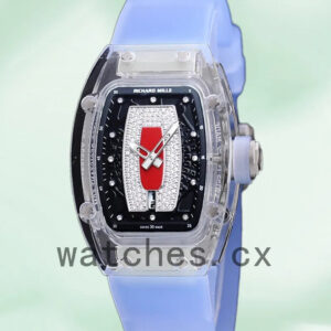 Richard Mille RM 07-02 RM 07-02-005 46*32mm Ladies Red With Diamonds Dial Transparent Replica Watches