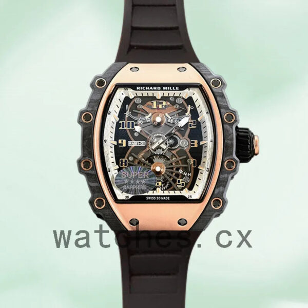 Richard Mille RM21-01 Around 50*40mm RM21-01 Men Black Rubber Band Replica Watches