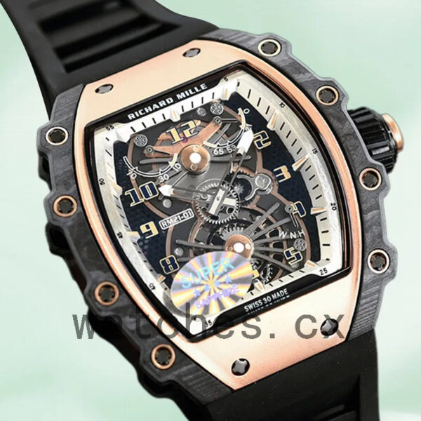 Richard Mille RM21-01 Around 50*40mm RM21-01 Men Black Rubber Band Replica Watches