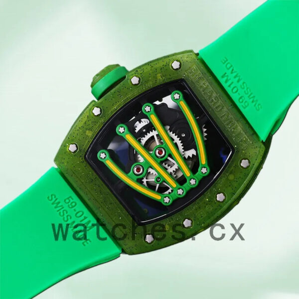 Richard Mille RM 56-01 RM 56-01-003 50*42mm Men Green Rubber Band Replica Watches - Image 4