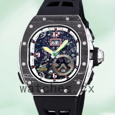 Richard Mille RM 62-01 50*42mm Men RM 62-01-004 Rubber Band Transparent Dial Replica Watches