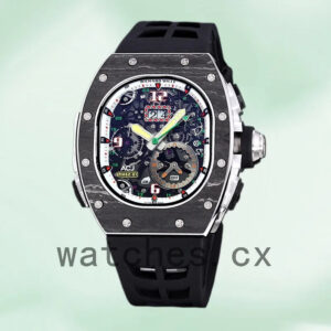 Richard Mille RM 62-01 50*42mm Men RM 62-01-004 Rubber Band Transparent Dial Replica Watches