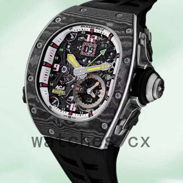 Richard Mille RM 62-01 50*42mm Men RM 62-01-004 Rubber Band Transparent Dial Replica Watches