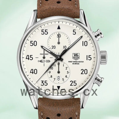 Tag Heuer Carrera Men’s 43mm CAR2015.FC6321 Leather Strap White Dial