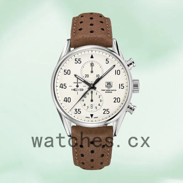 Tag Heuer Carrera Men’s 43mm CAR2015.FC6321 Leather Strap White Dial - Image 2