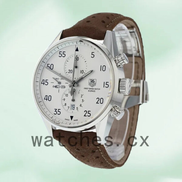 Tag Heuer Carrera Men’s 43mm CAR2015.FC6321 Leather Strap White Dial - Image 3
