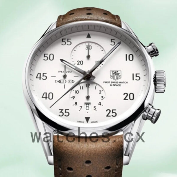 Tag Heuer Carrera Men’s 43mm CAR2015.FC6321 Leather Strap White Dial - Image 4