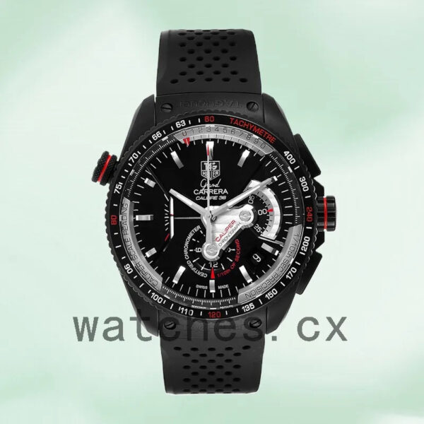 Tag Heuer Carrera Men’s CAV5185.FC6237 43mm Black Dial Rubber Band - Image 2