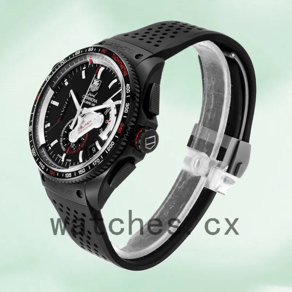 Tag Heuer Carrera Men’s CAV5185.FC6237 43mm Black Dial Rubber Band - Image 3