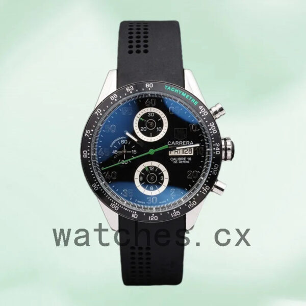 Tag Heuer Carrera 43mm CarreraBKAR-001 Men’s Rubber Band Black Dial - Image 2