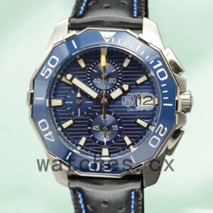 Tag Heuer Aquaracer CAY211A-002 Men 43mm Blue Dial Leather Strap