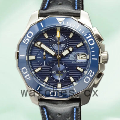 Tag Heuer Aquaracer CAY211A-002 Men 43mm Blue Dial Leather Strap