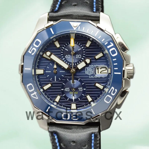 Tag Heuer Aquaracer CAY211A-002 Men 43mm Blue Dial Leather Strap