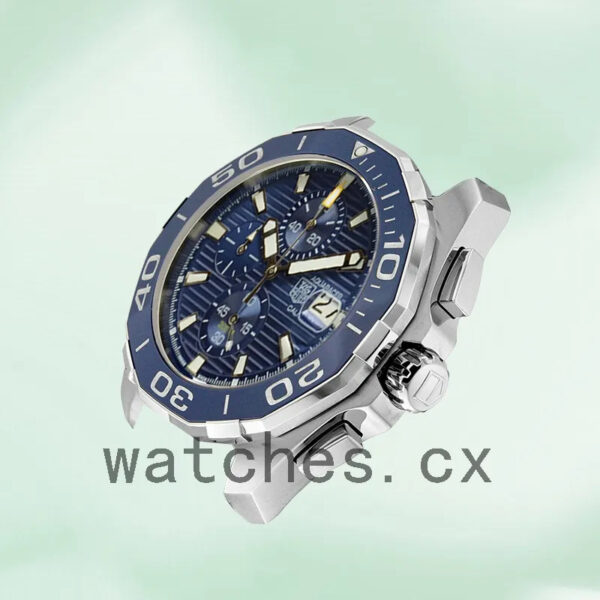 Tag Heuer Aquaracer CAY211A-002 Men 43mm Blue Dial Leather Strap - Image 3