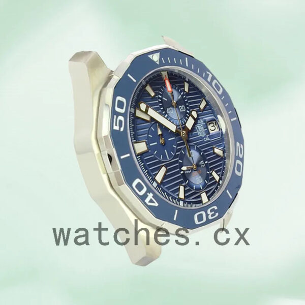 Tag Heuer Aquaracer CAY211A-002 Men 43mm Blue Dial Leather Strap - Image 4
