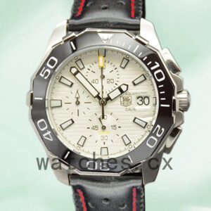 Tag Heuer Aquaracer CAY211A-004 Men 43mm Leather Strap Silver-tone