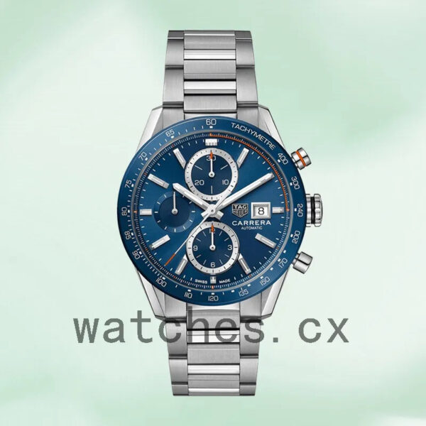 Tag Heuer Carrera CBM2112.BA0651 Men 43mm Blue Dial Bracelet - Image 2