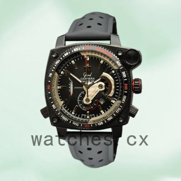 Tag Heuer Grand Carrera 43mm GrandCarreraBKSR-003 Men Black Dial Rubber Band - Image 2