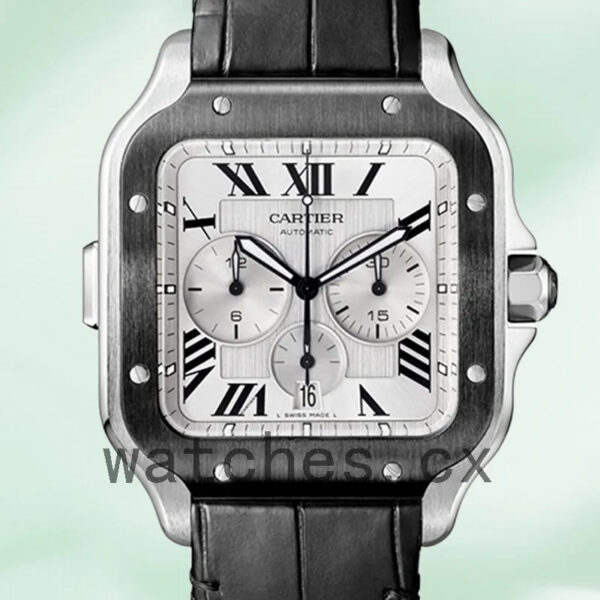 Cartier Santos Men’s WSSA0017 43mm Leather Strap Silver-tone Replica Watches