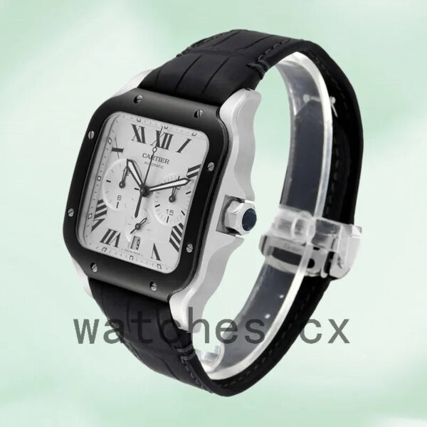 Cartier Santos Men’s WSSA0017 43mm Leather Strap Silver-tone Replica Watches